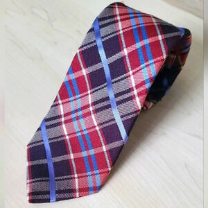 🇬🇧TED BAKER LONDON  Plaid Tie, burgundy and blue